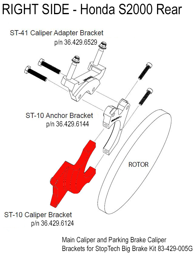 Parking brake caliper bracket for rear 345mm BBK (Fits 83-429-005G, 83-435-005G) - Right UNAVAILABLE