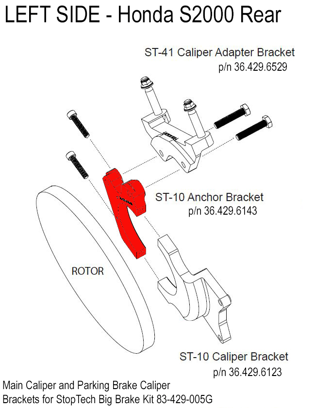 Parking brake anchor bracket for rear 345mm BBK (Fits 83-429-005G, 83-435-005G) - Left UNAVAILABLE
