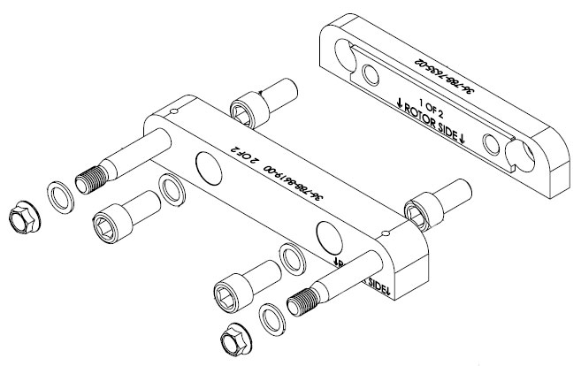 Caliper bracket for front 380mm BBK (Fits 87-788-X003) - Left or Right (2-piece) UNAVAILABLE
