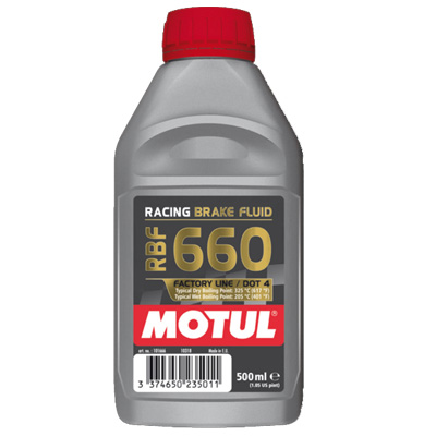 Motul RBF 660 racing brake fluid (Case of 12 bottles) - 617 F dry, 401 F wet boiling point (1/2 liter)
