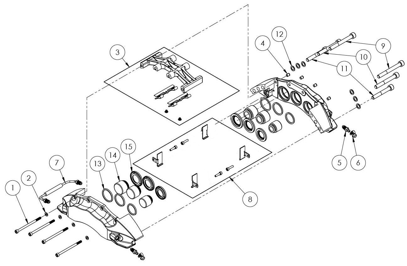 StopTech ST-60 Gen4 Parts Diagram ST-60 Gen4 Exploded Parts Diagram