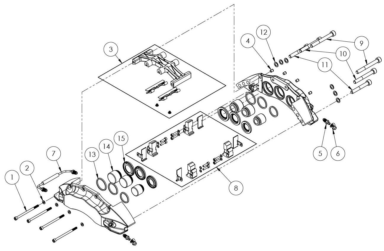 StopTech ST-60 Gen1-3 Parts Diagram ST-60 Gen1-3 Exploded Parts Diagram