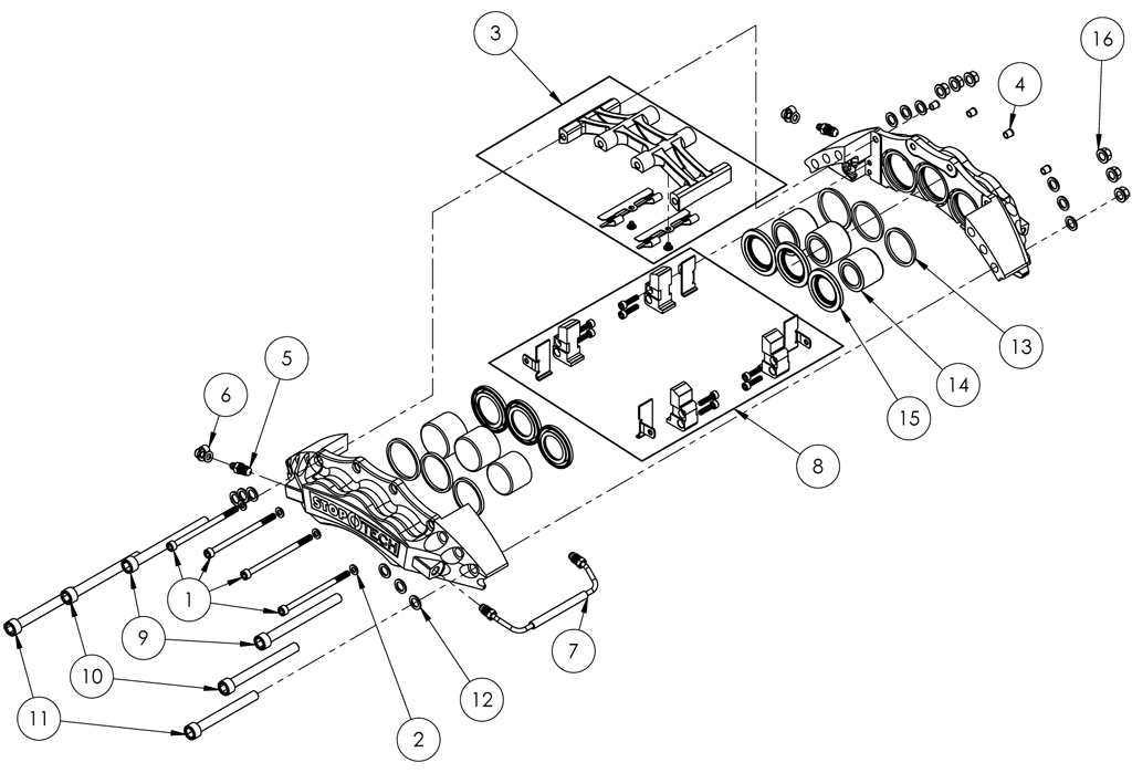 StopTech STR-60 Trophy Sport Gen1-3 Parts Diagram STR-60 Trophy Sport Gen1-3 Exploded Parts Diagram